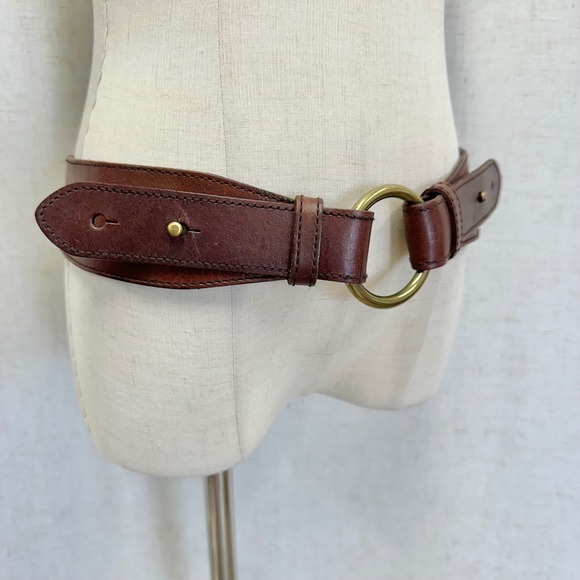 Ralph Lauren Brown Leather O Ring Belt Genuine Leather Size Medium - Picture 9 of 13